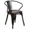 Flash Furniture 27.75&#x22; Antique Black Contemporary Outdoor Furniture Patio Stackable Chair with Arms